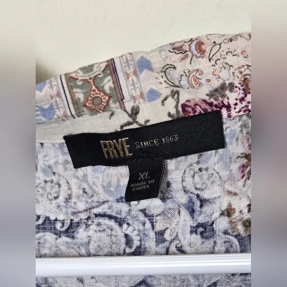 Frye Boho Patchwork Art To Wear Tie Front Oversize Top, XL‎ - Picture 3 of 4